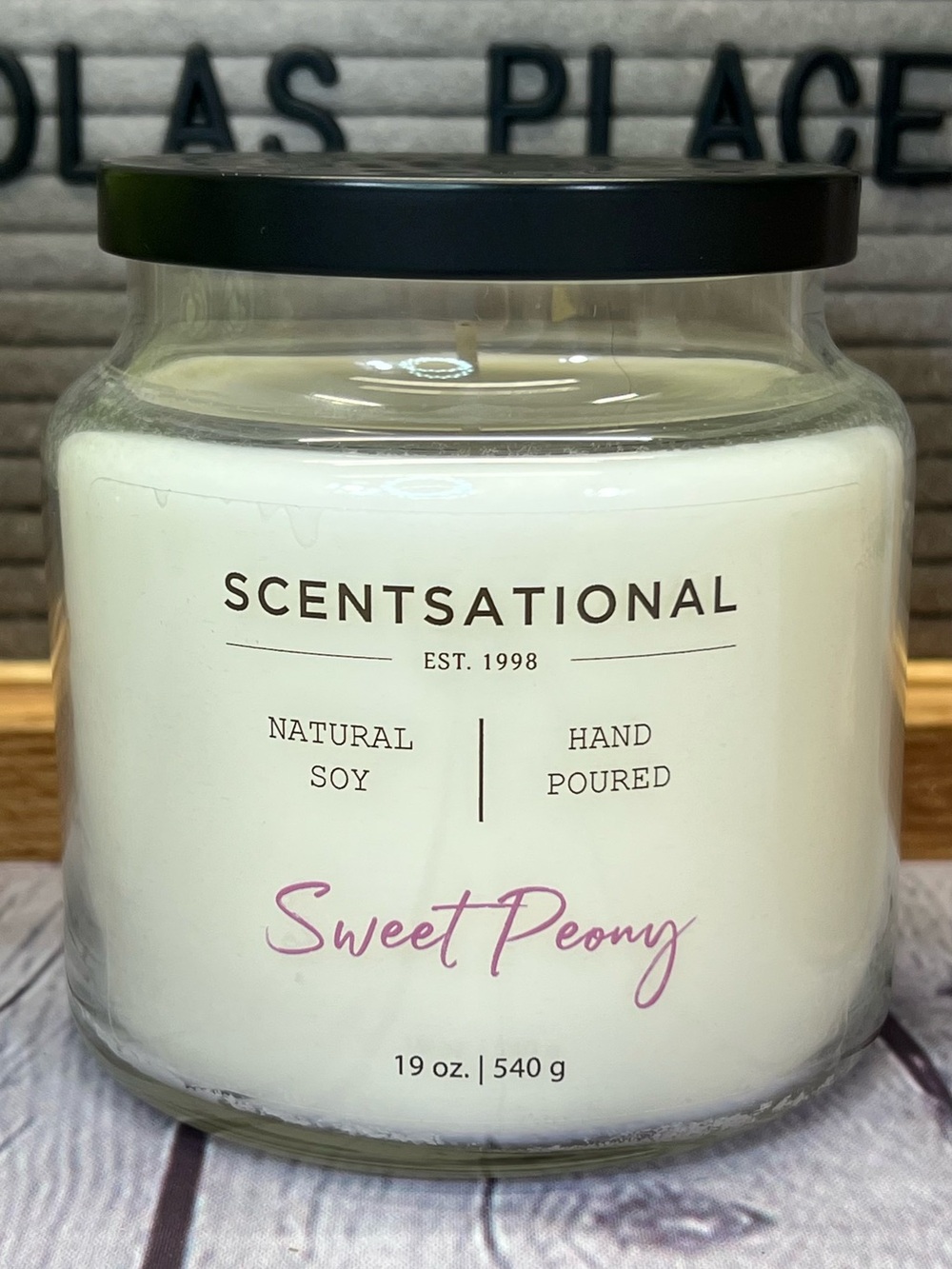 Scentsational Sweet Peony Natural Soy Candle - White-NEW